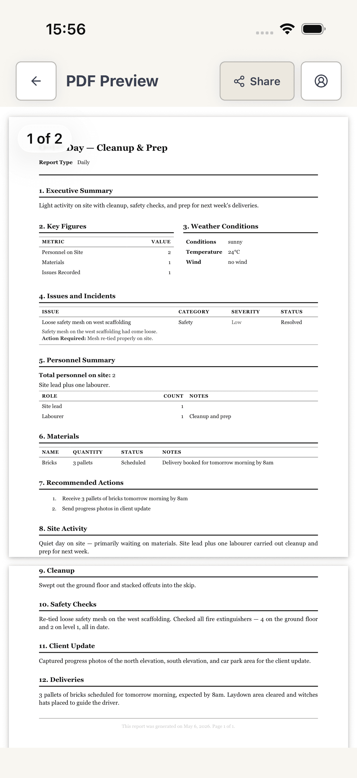 Export and share a PDF