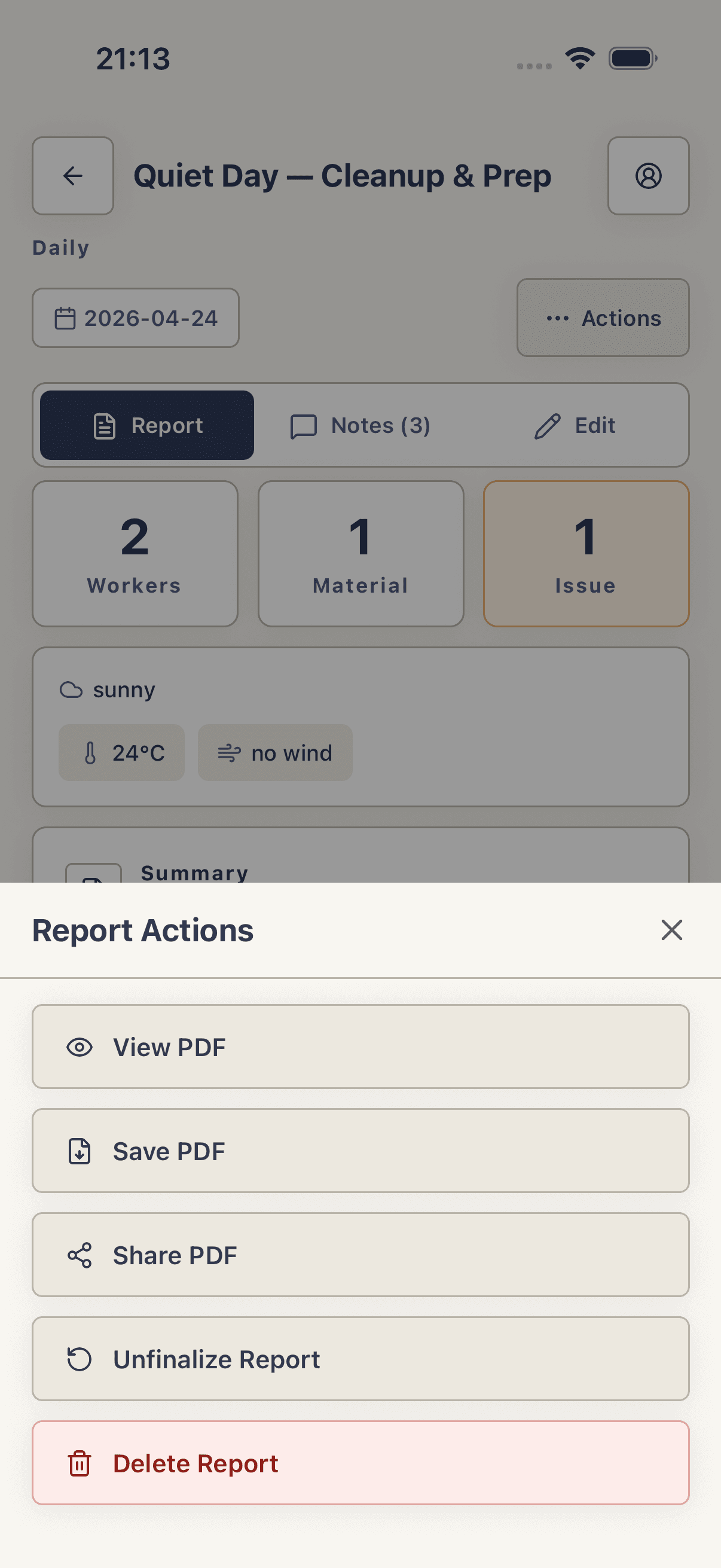 Step 2: Open the actions menu